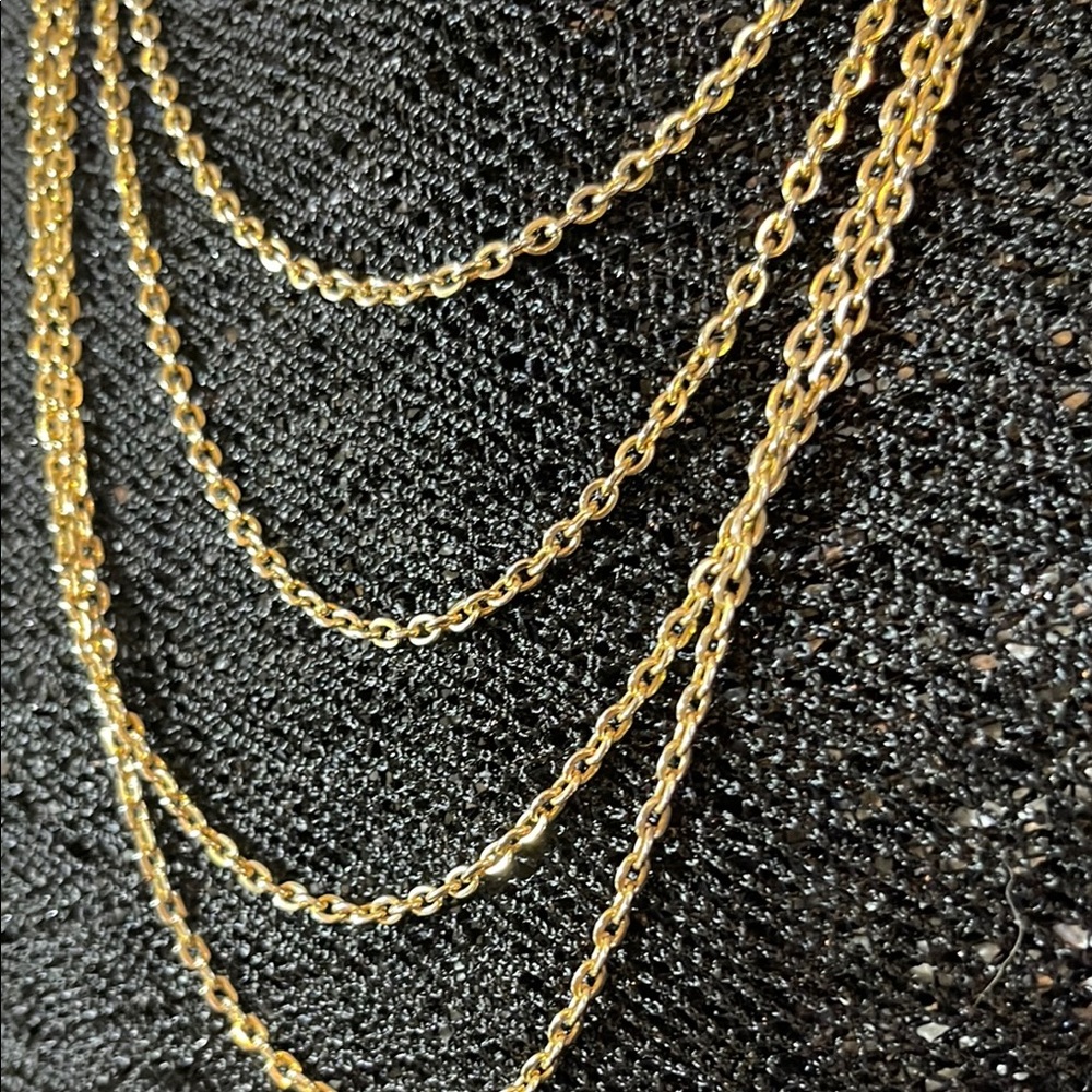 Women’s vintage long Gold Layered Necklace c33 - Picture 2 of 5